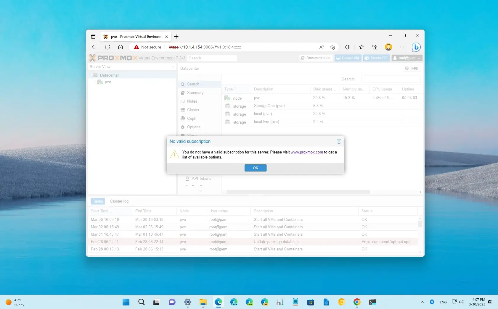 How to disable no valid subscription message on proxmox server decode